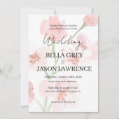 Simple flower Black & White Wedding Invitation Kaart (Voorkant)