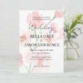 Simple flower Black & White Wedding Invitation Kaart (Staand voorkant)