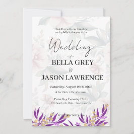 Simple flower Black & White Wedding Invitation Kaart