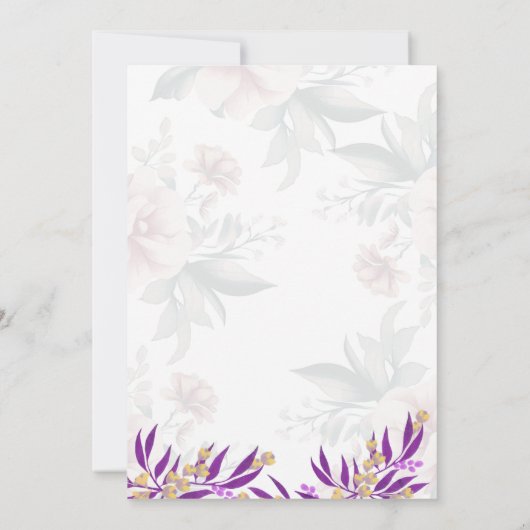 Simple flower Black & White Wedding Invitation Kaart (Achterkant)