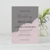 Simple flower Black & White Wedding Invitation Kaart (Staand voorkant)
