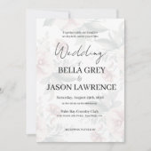 Simple flower Black & White Wedding Invitation Kaart (Voorkant)