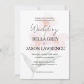 Simple flower Black & White Wedding Invitation Kaart (Voorkant)