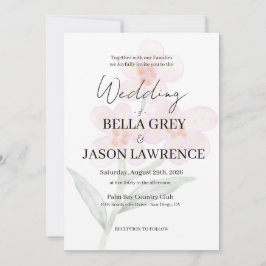 Simple flower Black & White Wedding Invitation Kaart