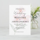 Simple flower Black & White Wedding Invitation Kaart (Staand voorkant)