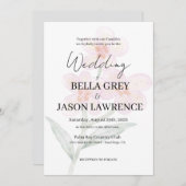 Simple flower Black & White Wedding Invitation Kaart (Voorkant / Achterkant)