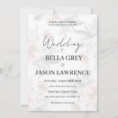 Simple flower Black & White Wedding Invitation Kaart (Voorkant)