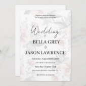 Simple flower Black & White Wedding Invitation Kaart (Voorkant / Achterkant)