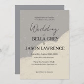 Simple flower Black & White Wedding Invitation Kaart (Voorkant / Achterkant)