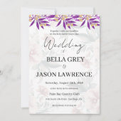 Simple flower Black & White Wedding Invitation Kaart (Voorkant)