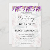 Simple flower Black & White Wedding Invitation Kaart (Voorkant / Achterkant)