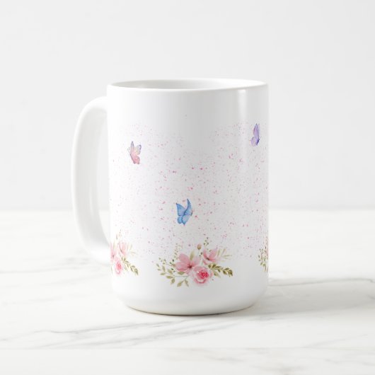 Simple Flower Design Mug Koffiemok (Voorkant links)