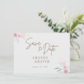Simple Flower Elegant Save the Date Enclosure Kaar Informatiekaartje (Staand voorkant)