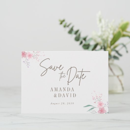 Simple Flower Elegant Save the Date Enclosure Kaar Informatiekaartje (Staand voorkant)