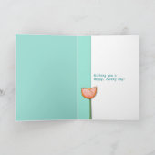 Simple Flowers blauwgroen sinaasappel 2 Birthday C Kaart (Binnen)