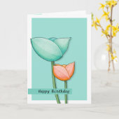 Simple Flowers blauwgroen sinaasappel 2 Birthday C Kaart (Gele Bloem)