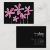 Simple Flowers Drawing - Roze op zwart Visitekaartje (Voorkant / Achterkant)