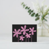 Simple Flowers Drawing - Roze op zwart Visitekaartje (Staand voorkant)