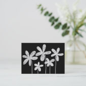 Simple Flowers Drawing - White on Black Visitekaartje (Staand voorkant)