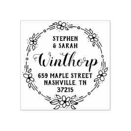 Simple Flowers Schattige adres Rubberstempel