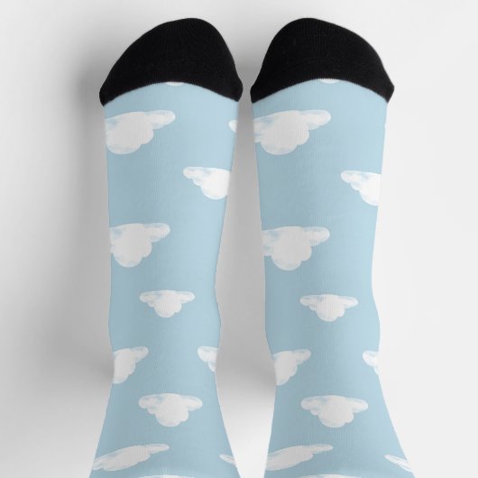 Simple Fluffy Clouds Sky Nursery Kids Pattern Sokken (Top)