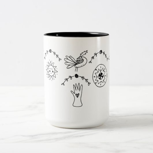 Simple Folk - Sarah Fielke Block van de maand 2018 Tweekleurige Koffiemok (Center)