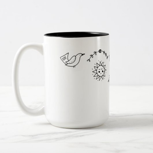 Simple Folk - Sarah Fielke Block van de maand 2018 Tweekleurige Koffiemok (Links)