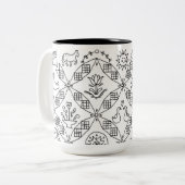 Simple Folk - Sarah Fielke Block van de maand 2018 Tweekleurige Koffiemok (Voorkant links)