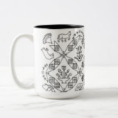 Simple Folk - Sarah Fielke Block van de maand 2018 Tweekleurige Koffiemok (Links)