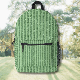 Simple Forest Green Glitter Style Vertical Stripes Bedrukte Rugzak