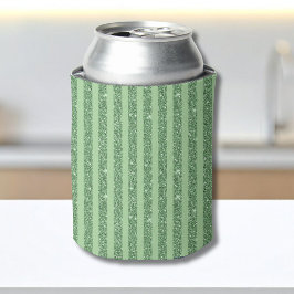Simple Forest Green Glitter Style Vertical Stripes Blikjeskoeler