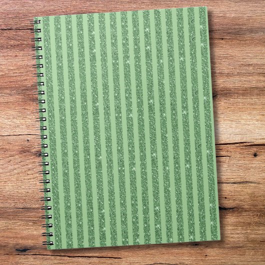 Simple Forest Green Glitter Style Vertical Stripes Notitieboek