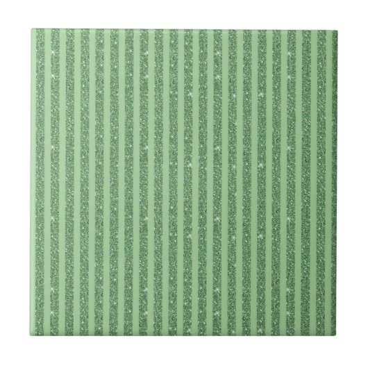 Simple Forest Green Glitter Style Vertical Stripes Tegeltje (Voorkant)
