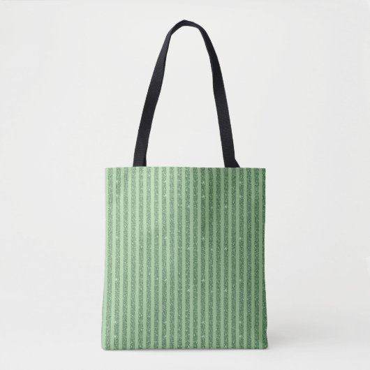 Simple Forest Green Glitter Style Vertical Stripes Tote Bag (Voorkant)
