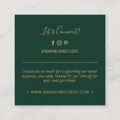 Simple Forest Green & Gold Dank u Vierkante Visitekaartje (Achterkant)