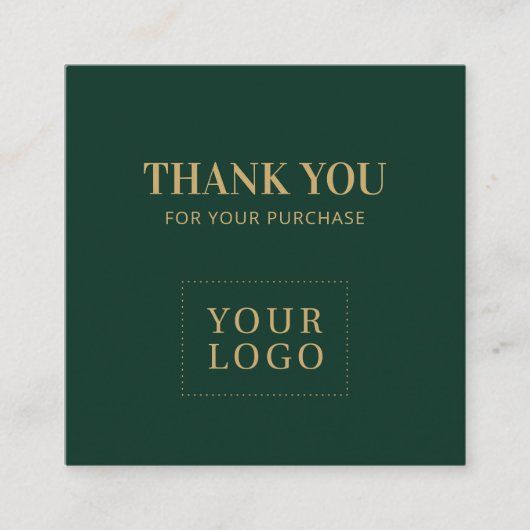 Simple Forest Green & Gold Dank u Vierkante Visitekaartje (Voorkant)