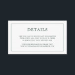 Simple Forest Green Monogram Elegant Wedding Informatiekaartje<br><div class="desc">Eenvoudige kleine trouwbehuizingskaart met een modern, maar elegant design met uw details omgeven door een dunne rand en uw monogram op de achterkant. Alle ontwerpelementen zijn in bos groen en kunnen in het het ontwerpuitgeven hulpmiddel worden veranderd. Een stijlvol en stijlvol ontwerp dat ideaal is voor een minimalistisch koppel. Gebruik...</div>