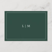 Simple Forest Green Monogram Elegant Wedding Informatiekaartje (Achterkant)