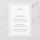 Simple Forest Green Monogram Elegant Wedding Informatiekaartje (Voorkant)
