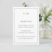 Simple Forest Green Monogram Elegant Wedding Informatiekaartje (Staand voorkant)