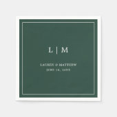 Simple Forest Green Monogram Elegant Wedding Servet (Voorkant)