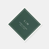 Simple Forest Green Monogram Elegant Wedding Servet (Hoek)