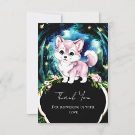 Simple Forest Wolf Baby shower Bedankkaart