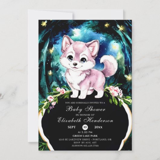 Simple Forest Wolf Baby shower Kaart (Voorkant)