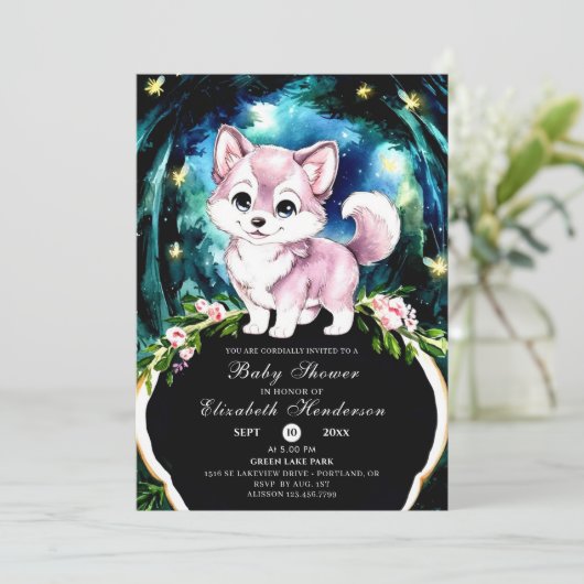Simple Forest Wolf Baby shower Kaart (Staand voorkant)