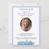 Simple Forget-me-nots Photo Memorial Service Kaart (Voorkant)