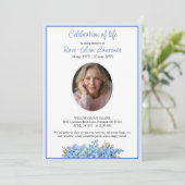 Simple Forget-me-nots Photo Memorial Service Kaart (Staand voorkant)