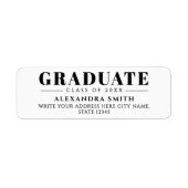 Simple Formal Classic Black And White Graduation Etiket (Voorkant)