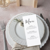Simple Formal Wedding Menu Card