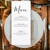 Simple Formal Wedding Menu Card